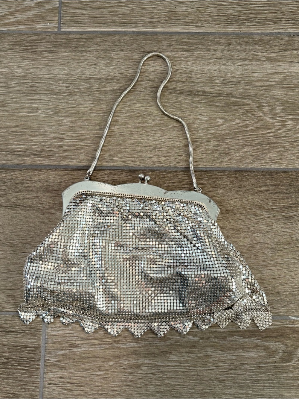 Whiting & Davis Silver Mesh Evening Clutch with Chain